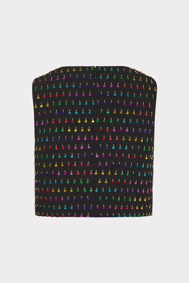 Milly Iiana Beaded Sequin Sleeveless Top Blackrainbow Women Matching Sets