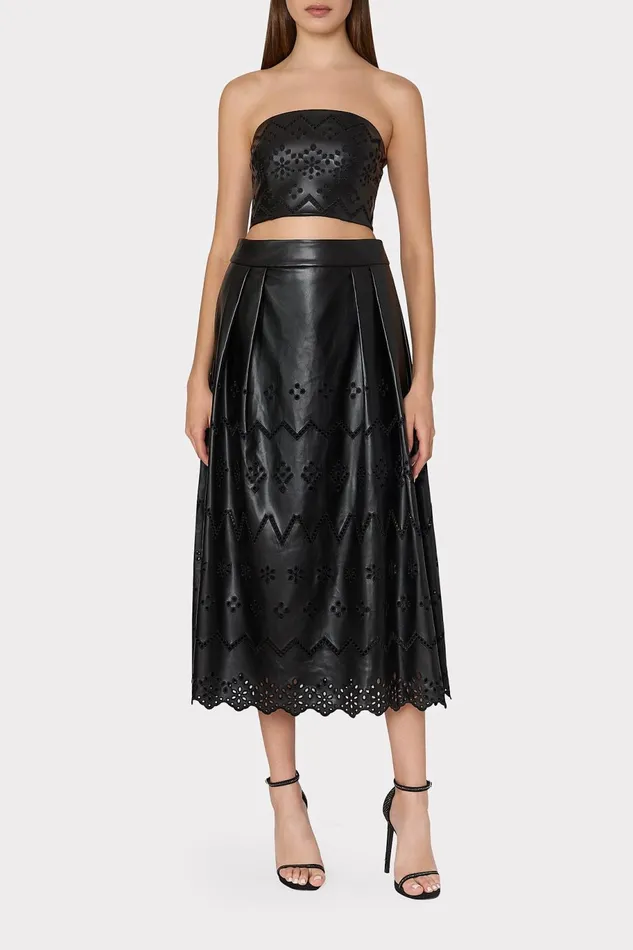 Milly Jolene Eyelet Vegan Leather Skirt Black Women Skirts Milly Jolene Eyelet Vegan Leather Skirt Black Women Skirts