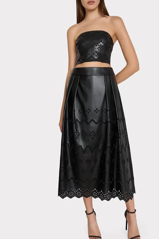 Milly Jolene Eyelet Vegan Leather Skirt Black Women Skirts Milly Jolene Eyelet Vegan Leather Skirt Black Women Skirts
