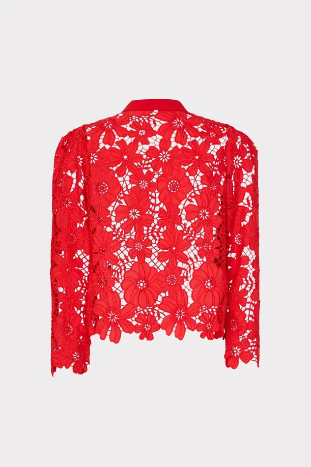 Milly June Roja Lace Top Red Women Tops Milly June Roja Lace Top Red Women Tops