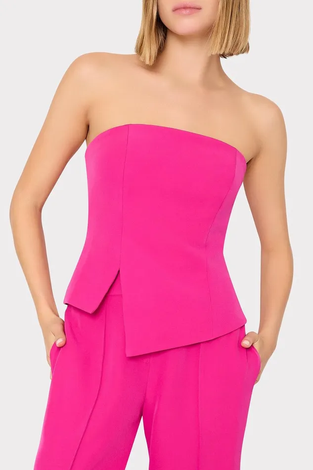 Milly Lana Cady Strapless Top Fuchsia Women Tops