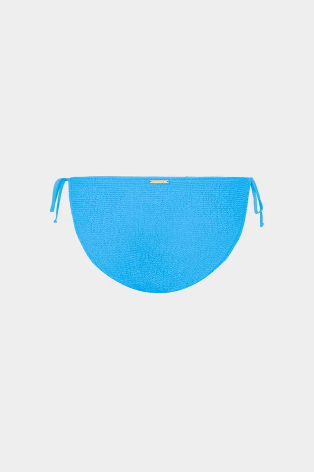 Milly Lori Textured Side Tie Bikini Bottom Blue Women Bikinis