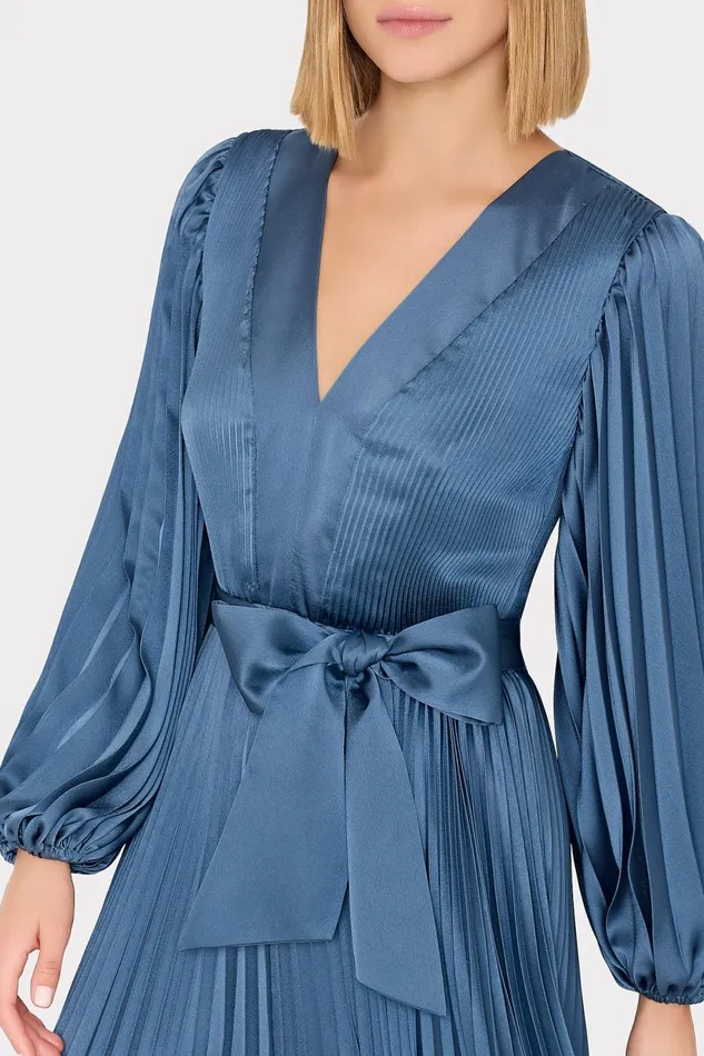 Milly Nadie Pleated Satin Maxi Dress Stone Women Dresses Milly Nadie Pleated Satin Maxi Dress Stone Women Dresses