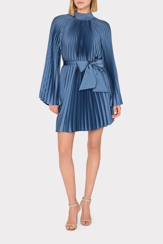 Milly Nandi Mock Neck Pleated Dress Stone Women Dresses Milly Nandi Mock Neck Pleated Dress Stone Women Dresses