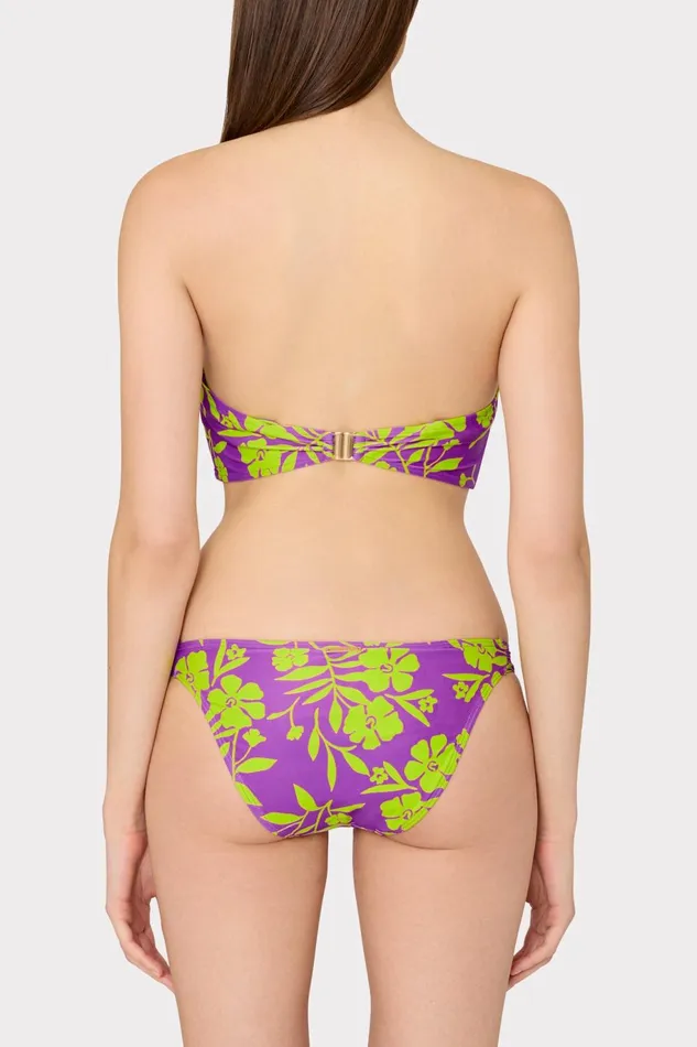 Milly Olivia Marigold Aroma Draped Bandeau Top Purple Multi Women Swim and Coverups