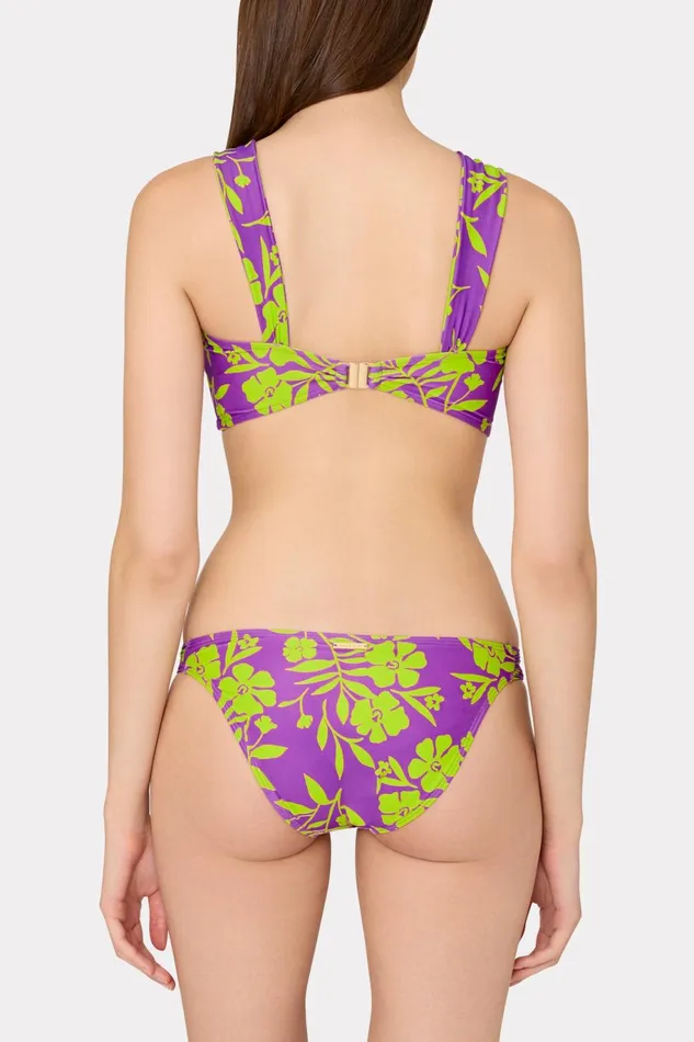 Milly Olivia Marigold Aroma Draped Bandeau Top Purple Multi Women Swim and Coverups