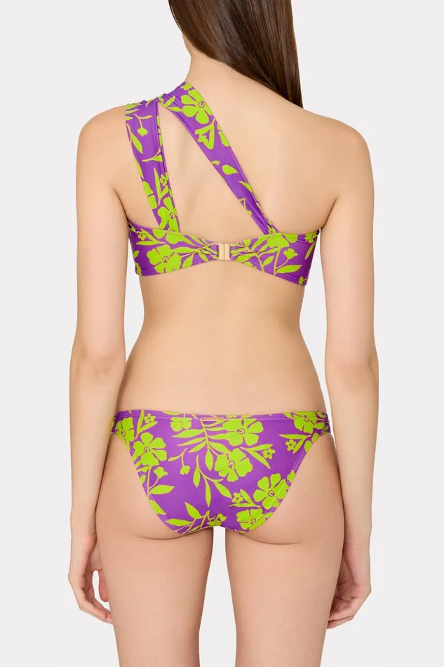 Milly Olivia Marigold Aroma Draped Bandeau Top Purple Multi Women Swim and Coverups
