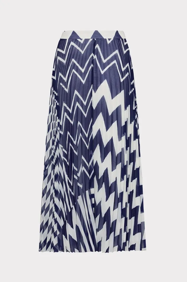 Milly Otha Patchwork Chevron Pleated Skirt Bluewhite Women Skirts Milly Otha Patchwork Chevron Pleated Skirt Bluewhite Women Skirts