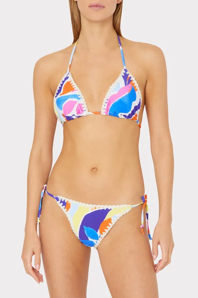 Milly Painted Bloom Bikini Bottom Blue Multi Women Bikinis