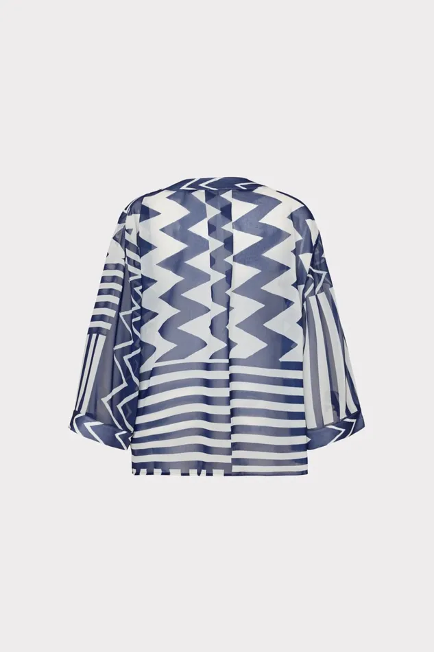 Milly Patchwork Chevron Top Bluewhite Women CoverUps Milly Patchwork Chevron Top Bluewhite Women CoverUps