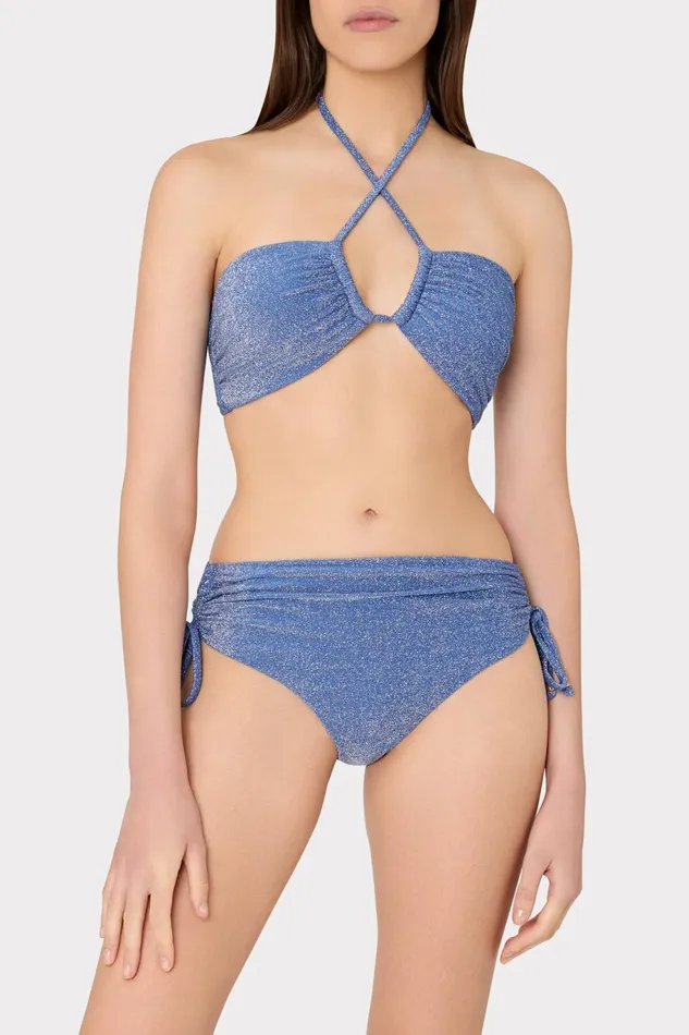 Milly Shimmer Halter Bikini Top Blue Women Swim and Coverups Milly Shimmer Halter Bikini Top Blue Women Swim and Coverups
