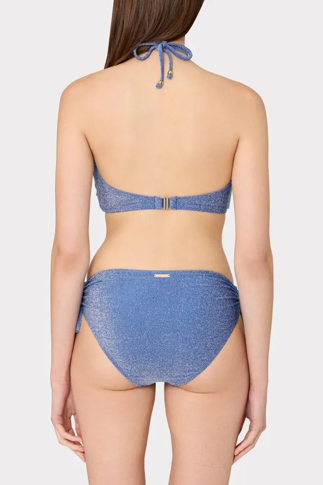 Milly Shimmer Halter Bikini Top Blue Women Swim and Coverups Milly Shimmer Halter Bikini Top Blue Women Swim and Coverups