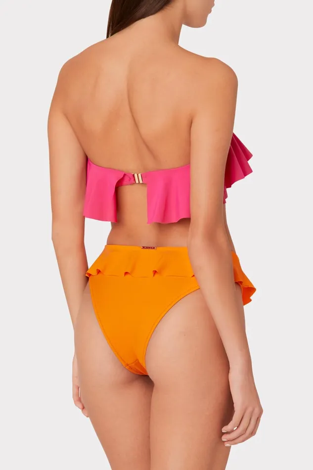 Milly Solid Michelle Ruffle Bandeau Bikini Top Thai Pink Women Swim and Coverups Milly Solid Michelle Ruffle Bandeau Bikini Top Thai Pink Women Swim and Coverups