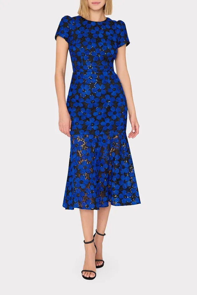 Milly Tahlia Tulle Embroidery Dress Cobaltblack Women Dresses