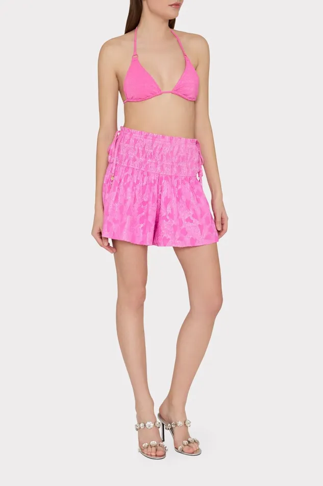Milly Wendy Lurex Jacquard Shorts Pink Women Swim and Coverups Milly Wendy Lurex Jacquard Shorts Pink Women Swim and Coverups