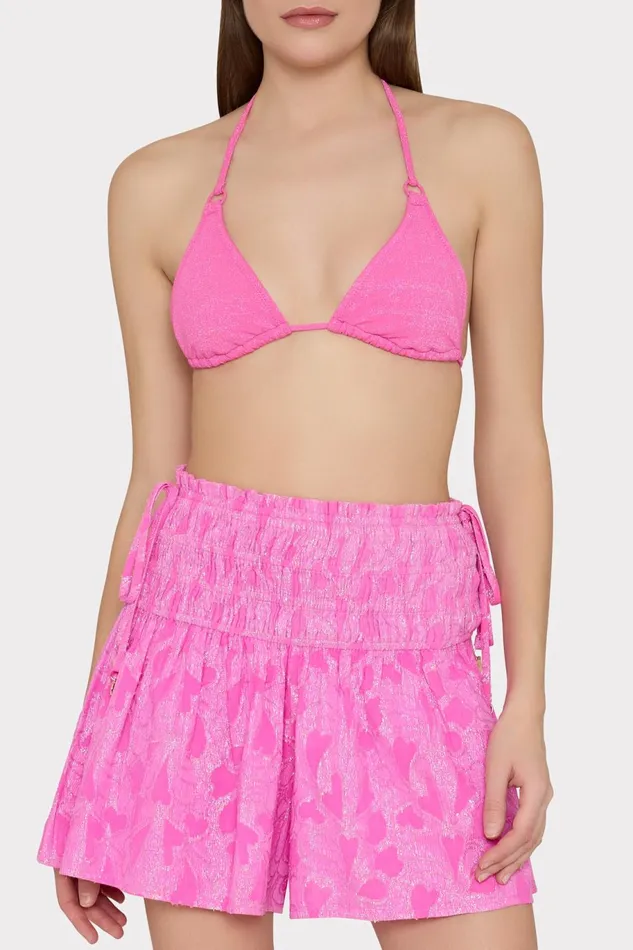 Milly Wendy Lurex Jacquard Shorts Pink Women Swim and Coverups Milly Wendy Lurex Jacquard Shorts Pink Women Swim and Coverups