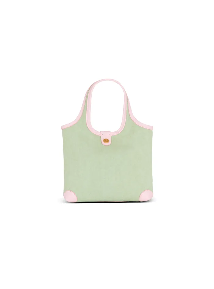 Mini Canvas And Leather BArmy Grocery Bag Green Women Balmain Grocery Bags