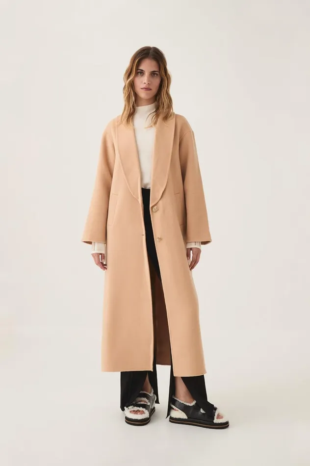 Modular Long Line Wool Coat Ecru Beige Women Aje Blazers Jackets 038 Coats