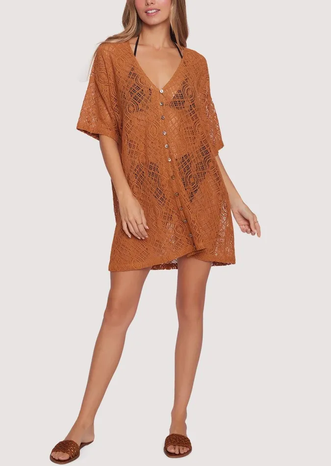 Mountain Tea Mini Dress Brown Women Lost Wander Dresses