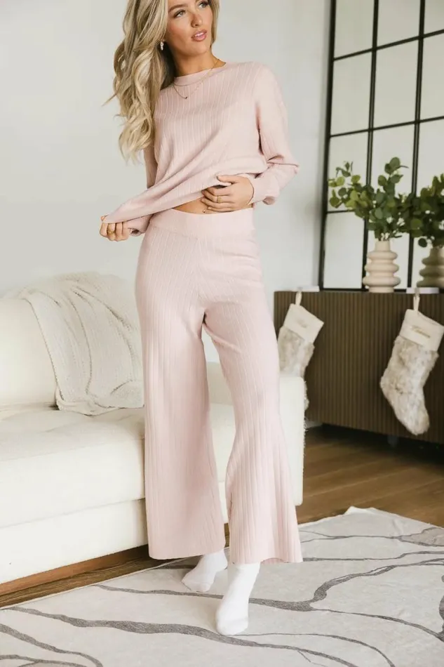 Myla Ribbed Pants In Pink Pink Women Bohme Sets