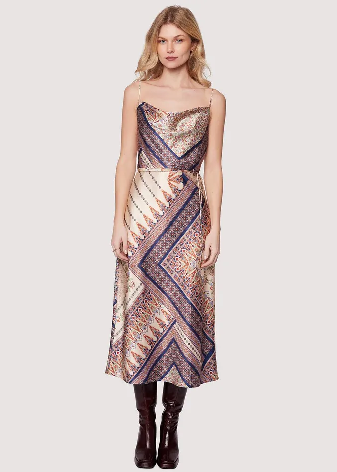 New Frontier Midi Dress Creammulti Women Lost Wander Dresses