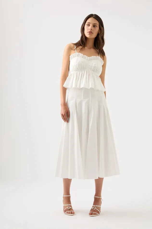 Odette Ruched Cami Top Ivory Women Aje Tops