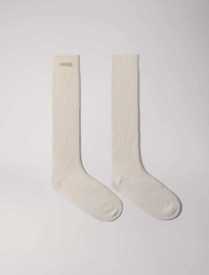 Other Accessories Women Maje Wool Mix KneeHigh Socks Ecru