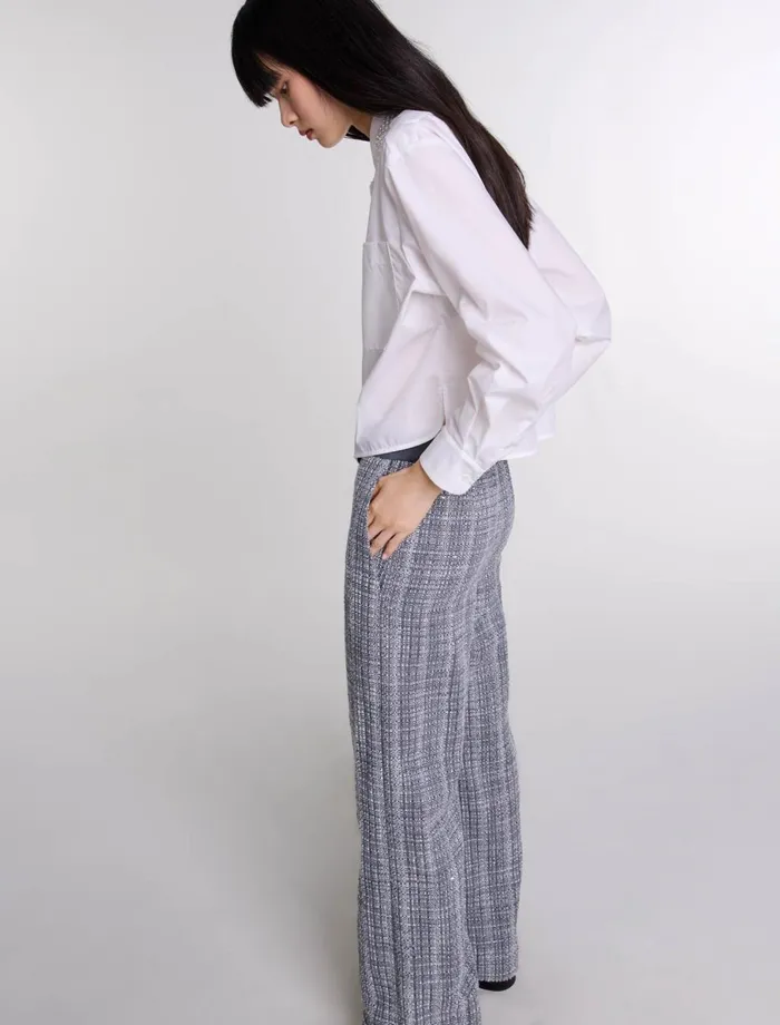 Pants and Jeans Women Maje Tweed Trousers Grey