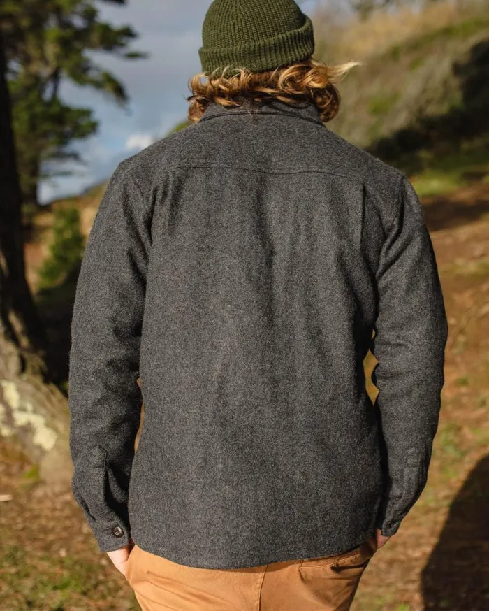 Passenger Clothing Barren Overshirt Grey Marl Men Shirts