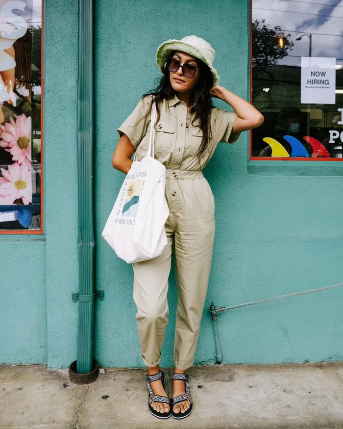 Passenger Clothing Bluebell Organic Cotton Boiler Suit Biscuit Women Dungarees and Trousers