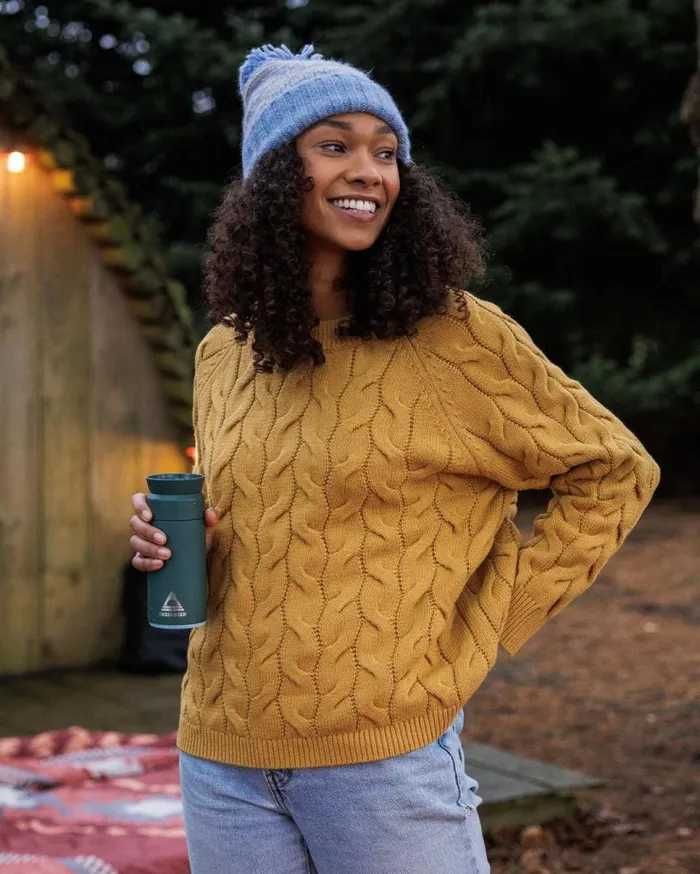 Passenger Clothing Comfort Organic Knitted Jumper Mustard Gold Women Knitwear
