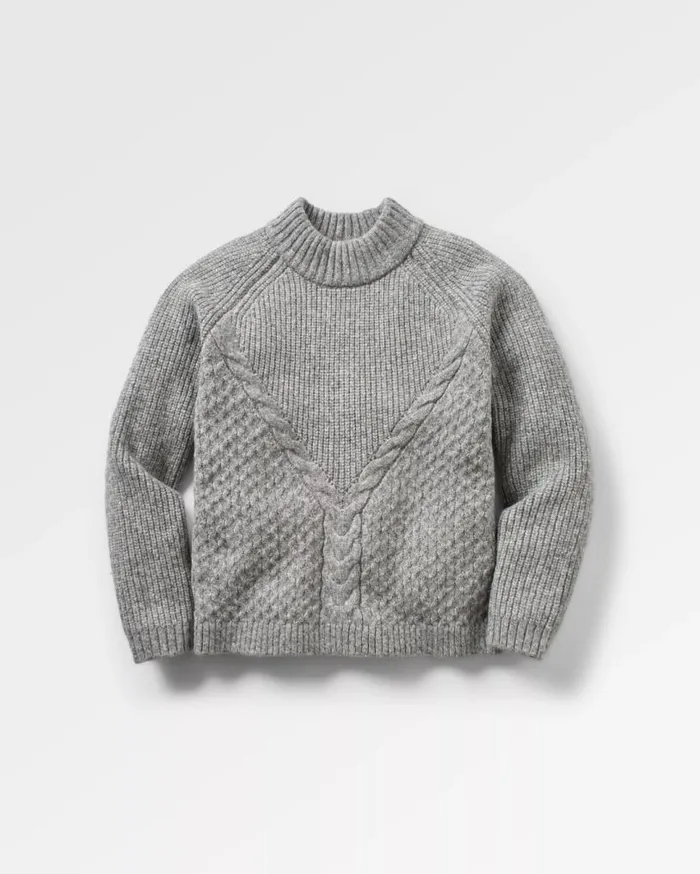 Passenger Clothing Cozy Cable Recycled Knitted Jumper Grey Marl Women Knitwear