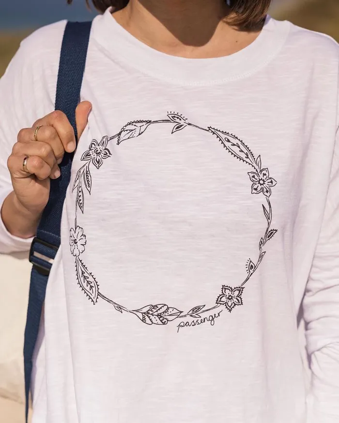 Passenger Clothing Daisy Chain Recycled Cotton LS TShirt White Women Tops and TShirts