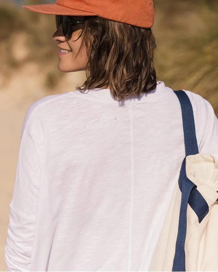 Passenger Clothing Daisy Chain Recycled Cotton LS TShirt White Women Tops and TShirts