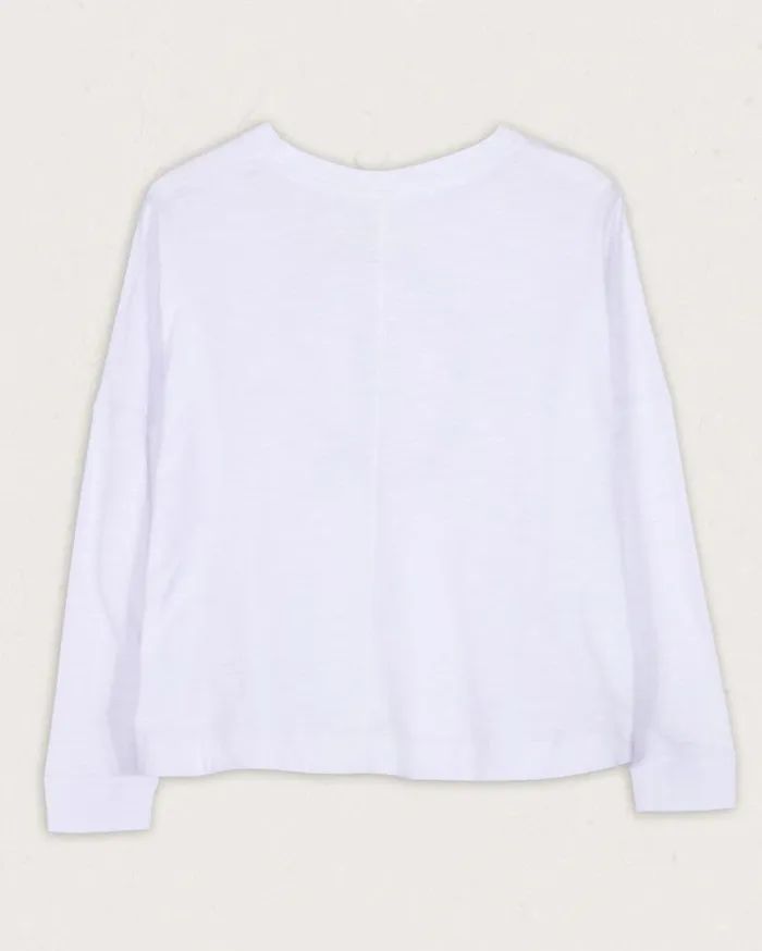 Passenger Clothing Daisy Chain Recycled Cotton LS TShirt White Women Tops and TShirts