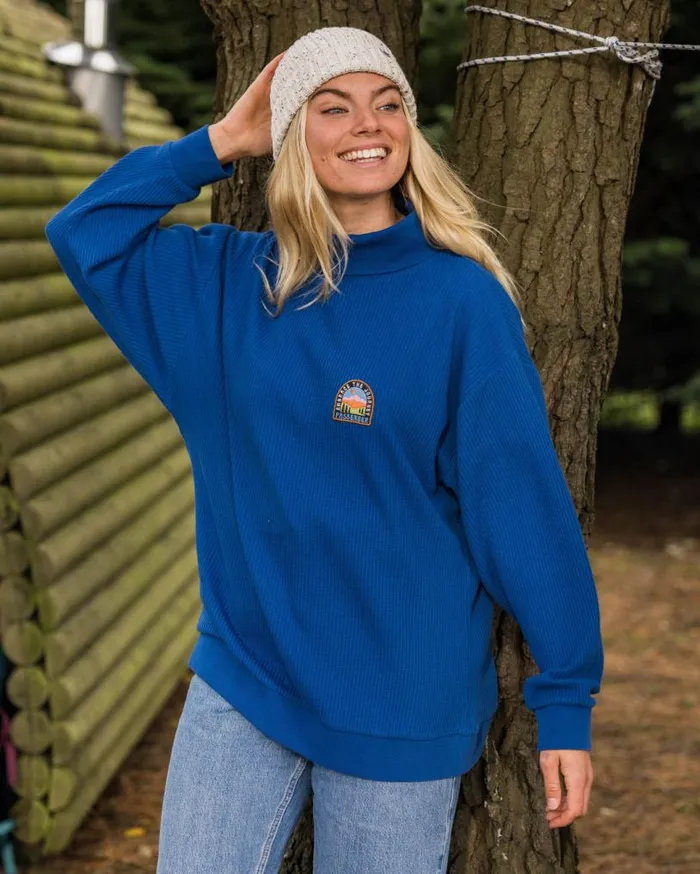 Passenger Clothing Flourish Roll Neck Top True Blue Women Hoodies and Sweatshirts