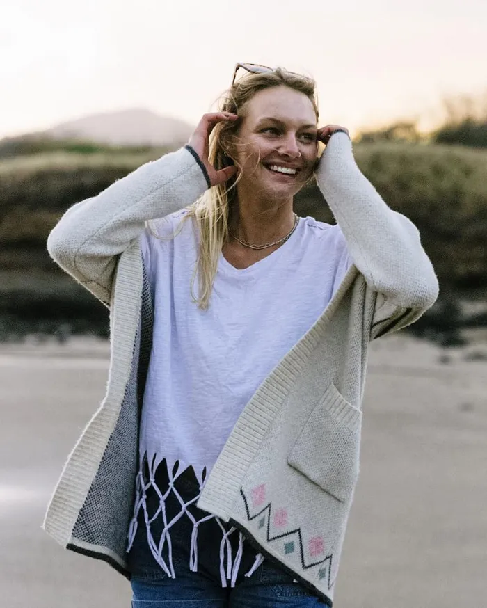 Passenger Clothing Leif Recycled Yarn Cardigan Off White Women Knitwear