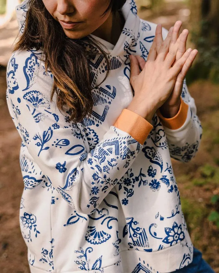 Passenger Clothing Patchwork Recycled Cotton Hoodie Off White Women Hoodies and Sweatshirts