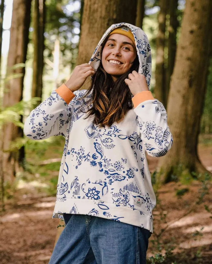 Passenger Clothing Patchwork Recycled Cotton Hoodie Off White Women Hoodies and Sweatshirts