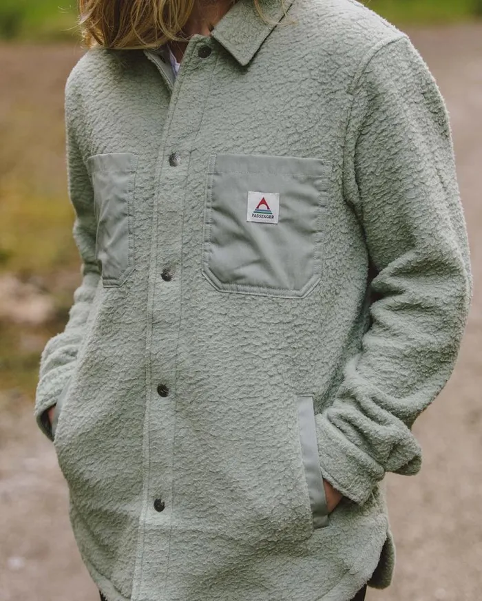 Passenger Clothing Rappel Recycled Sherpa Fleece Oversized Shirt Pistachio Women Shirts