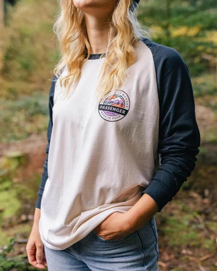 Passenger Clothing Wilds Recycled Cotton Oversized LS TShirt Deep Navy Women Tops and TShirts