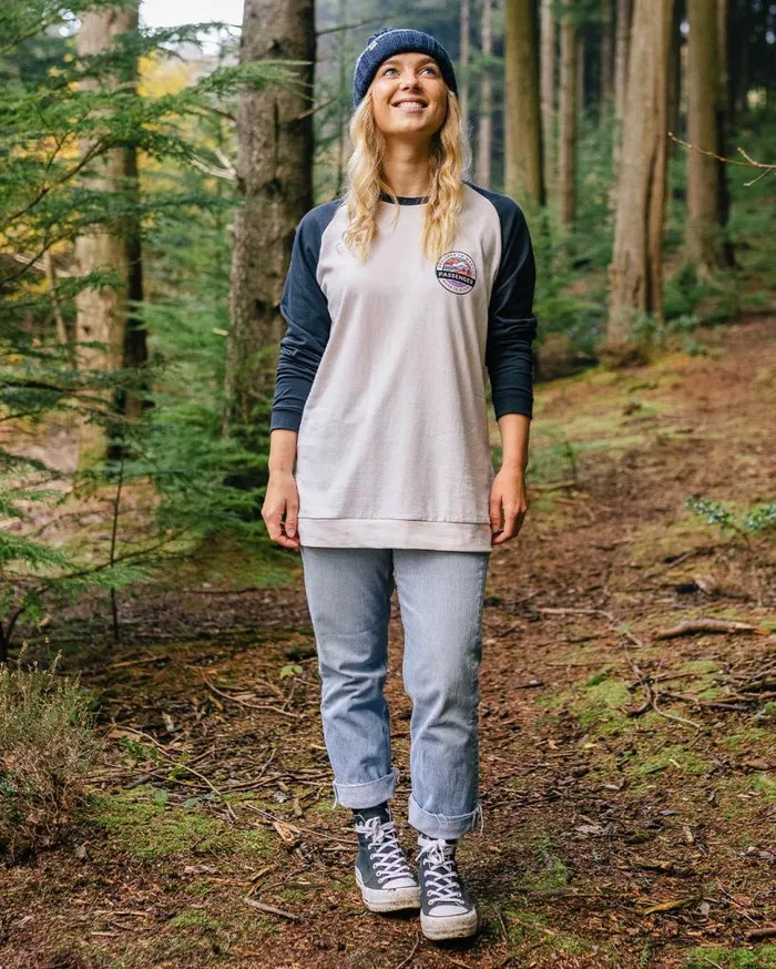 Passenger Clothing Wilds Recycled Cotton Oversized LS TShirt Deep Navy Women Tops and TShirts