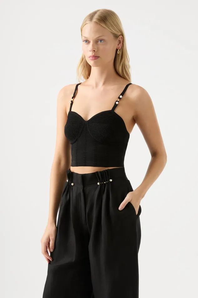 Phaedra Ottoman Knit Bustier Black Women Aje Body 038 Crepe Knit