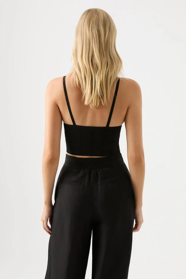 Phaedra Ottoman Knit Bustier Black Women Aje Body 038 Crepe Knit