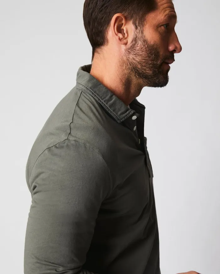 Polos Tees and Henleys Men Billy Reid Long Sleeve Pensacola Polo Washed Grey