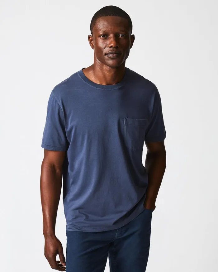 Polos Tees and Henleys Men Billy Reid Washed Tee Navy