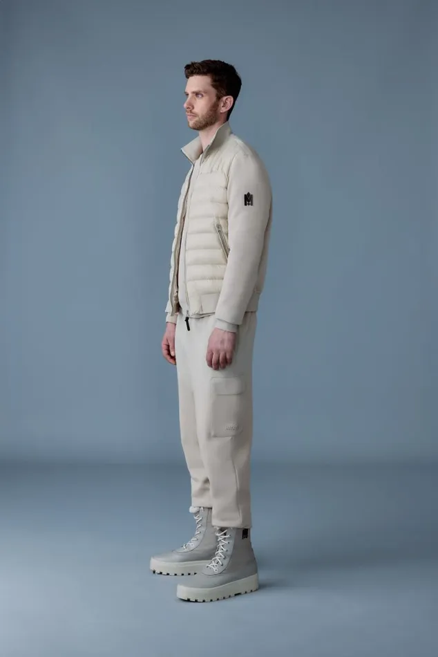 Puffer Men Mackage COLLINR Nano Down Mixed Media Bomber Jacket Cream