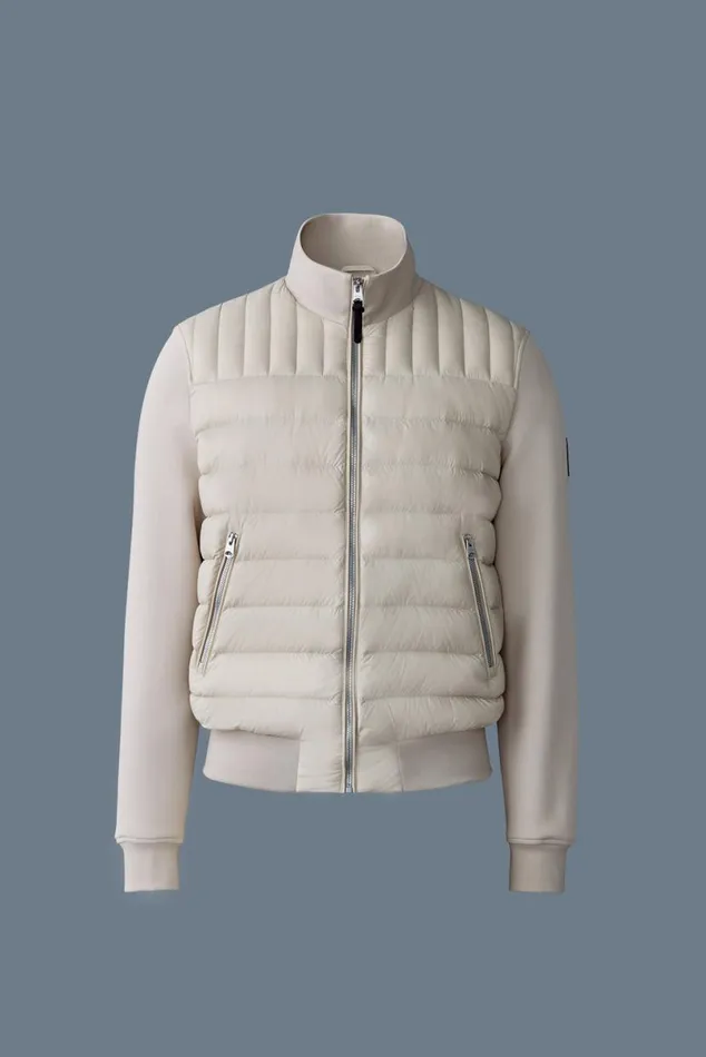 Puffer Men Mackage COLLINR Nano Down Mixed Media Bomber Jacket Cream