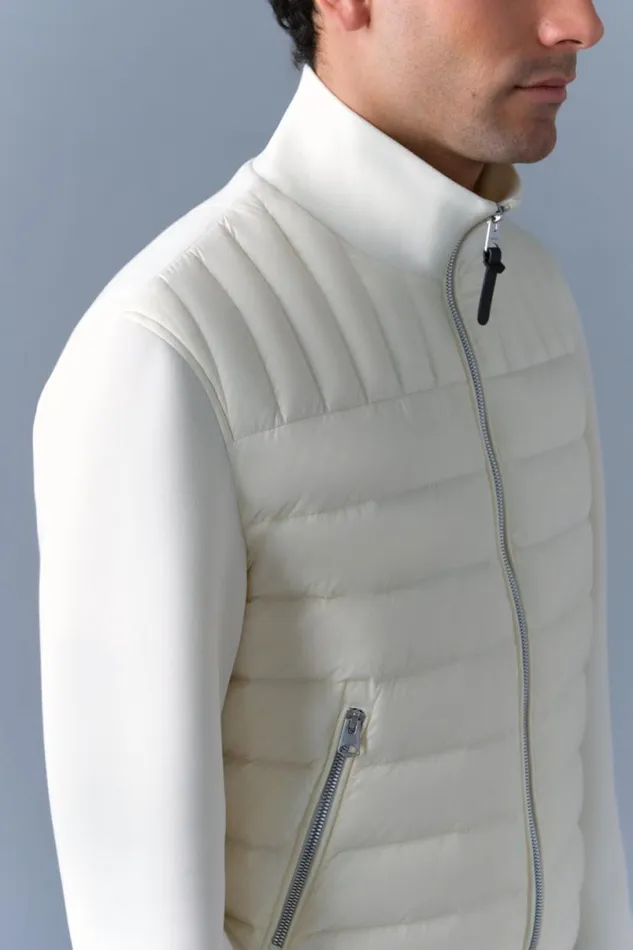 Puffer Men Mackage COLLINR Nano Down Mixed Media Bomber Jacket Cream