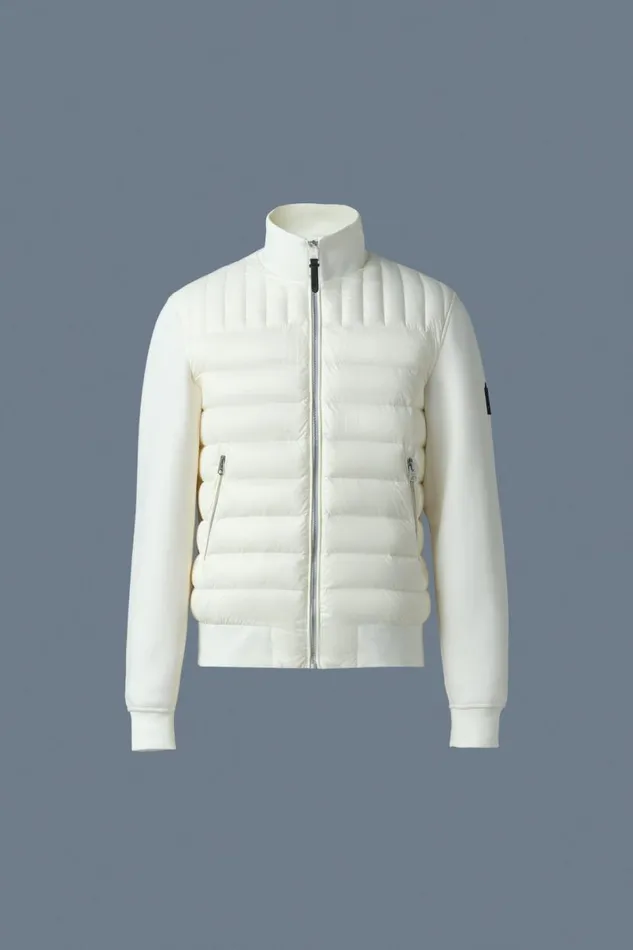 Puffer Men Mackage COLLINR Nano Down Mixed Media Bomber Jacket Cream